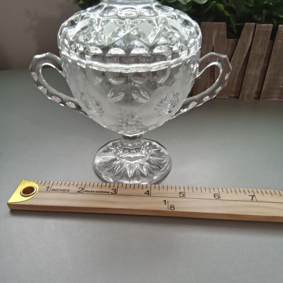 Cut Lead Crystal Footed Coveredsugar Etched Floral Design‎ - Picture 8 of 14